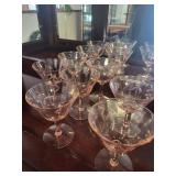 Collection of Pink Depression Glass Stemware