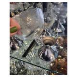 Set of Vintage Etched Glass Sherbet Cups with Silver Bases