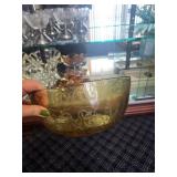 Set of Decorative Glass and Carnival Glass Bowls with Etched and Scalloped Edges