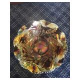 Set of Decorative Glass and Carnival Glass Bowls with Etched and Scalloped Edges