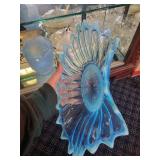 Set of Blue Opalescent Glass Bowls and Centerpiece Tray