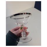Set of 14 Clear Glass Stemware with Silver Trim