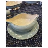 Elegant Blue and White China Dinnerware Set with Silver Trim