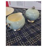 Elegant Blue and White China Dinnerware Set with Silver Trim