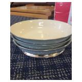 Elegant Blue and White China Dinnerware Set with Silver Trim