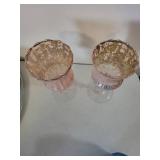 Pair of Pink Mercury Glass Hurricane Candle Holders