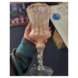 Pair of Pink Mercury Glass Hurricane Candle Holders