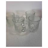 Set of 4 SICOLOC Clear Glass Mugs with Leaf Pattern