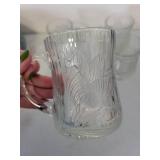 Set of 4 SICOLOC Clear Glass Mugs with Leaf Pattern