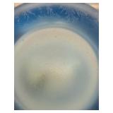 Fenton Blue Satin Art Glass Vase with Embossed Fish Design