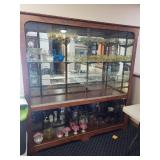 Large Glass Display Cabinet with Sliding Doors and Shelves, 71x19x75 Inches