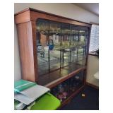 Large Glass Display Cabinet with Sliding Doors and Shelves, 71x19x75 Inches