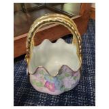 Pair of Hand-Painted Porcelain Bowls with Floral and Gold Accents