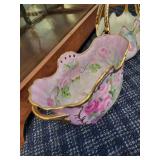 Pair of Hand-Painted Porcelain Bowls with Floral and Gold Accents