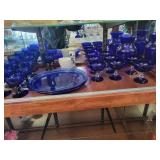 Collection of Cobalt Blue Glassware and Porcelain Bowls