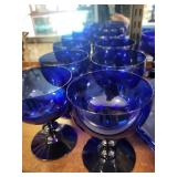 Collection of Cobalt Blue Glassware and Porcelain Bowls