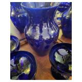 Collection of Cobalt Blue Glassware and Porcelain Bowls