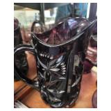 Set of 5 Vintage Amethyst Glass Pieces Including Fenton Basket