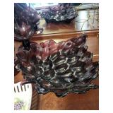 Set of 5 Vintage Amethyst Glass Pieces Including Fenton Basket