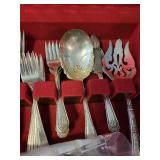 Vintage Silverplate Flatware Set with Wooden Case - Ornate Design, 29 Pieces