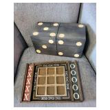 Wooden Tic-Tac-Toe Game Set with Dice Pattern Storage Box