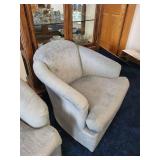Pair of Upholstered Swivel Lounge Chairs