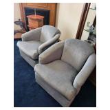 Pair of Upholstered Swivel Lounge Chairs