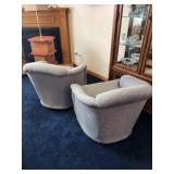 Pair of Upholstered Swivel Lounge Chairs