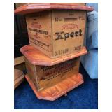 Floor Lamp with Vintage Wooden Ammunition Crate Base and Fabric Shade