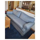 Blue Upholstered Sofa with Rolled Arms