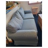 Blue Upholstered Sofa with Rolled Arms