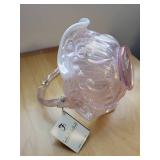 Fenton Handmade Iridescent Pink Glass Basket with Tag