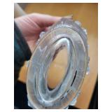 White Embossed Glass Vase and Clear Glass Basket Set