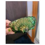 Set of 4 Green Glass Decorative Bowls with Gold Detailing