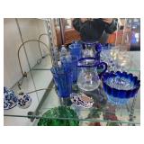 Collection of Blue and White Art Glassware and Porcelain Decor