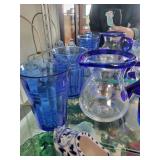 Collection of Blue and White Art Glassware and Porcelain Decor