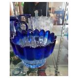 Collection of Blue and White Art Glassware and Porcelain Decor