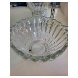 Fenton Pink Hobnail Glass Vase, Ruffled Bowl, and Clear Crystal Bowl Collection