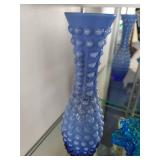 Collection of Blue Hobnail Glass Decorative Pieces