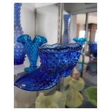 Collection of Blue Hobnail Glass Decorative Pieces