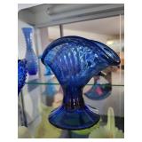 Collection of Blue Hobnail Glass Decorative Pieces