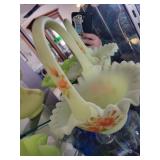 Fenton Uranium Glass Lot with Hand Painted Floral Accents