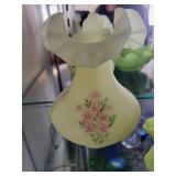 Fenton Uranium Glass Lot with Hand Painted Floral Accents