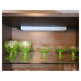 Set of 6 Vintage Uranium Glass Goblets and Sherbet Glasses
