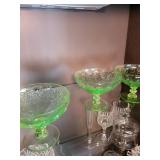 Set of 6 Vintage Uranium Glass Goblets and Sherbet Glasses