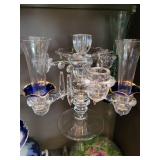 Collection of Vintage Glassware, Candelabra, Cups, and Dishes