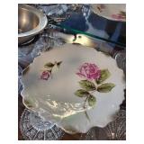 Crystal Candle Holders, Glass Dishes, and Floral Plate Collection