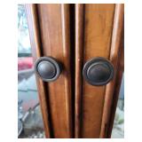 Wood and Glass Curio Display Cabinet with Double Doors and Drawers