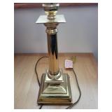 Brass Table Lamp with Square Base and Bulb