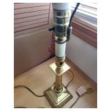 Brass Table Lamp with Square Base and Bulb